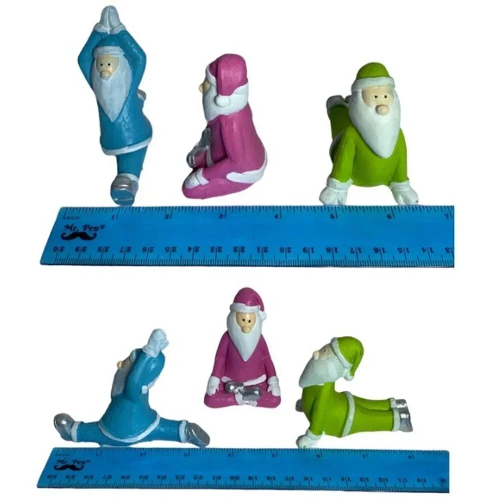 Santa Yoga Figures Gnome Christmas Gift Set Holiday Figures Set of 3 Piece Set